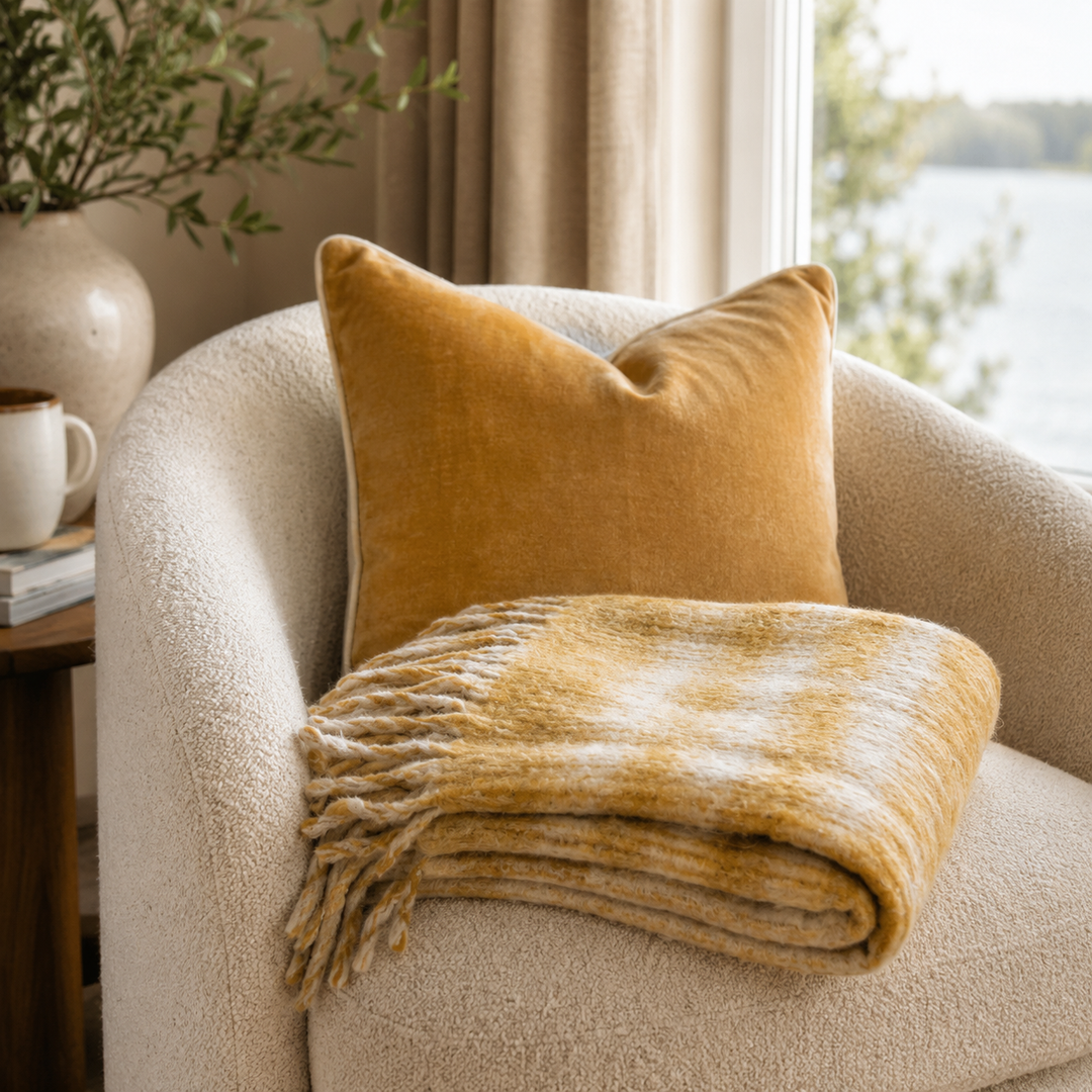 CORN MOHAIR FEEL THROW
