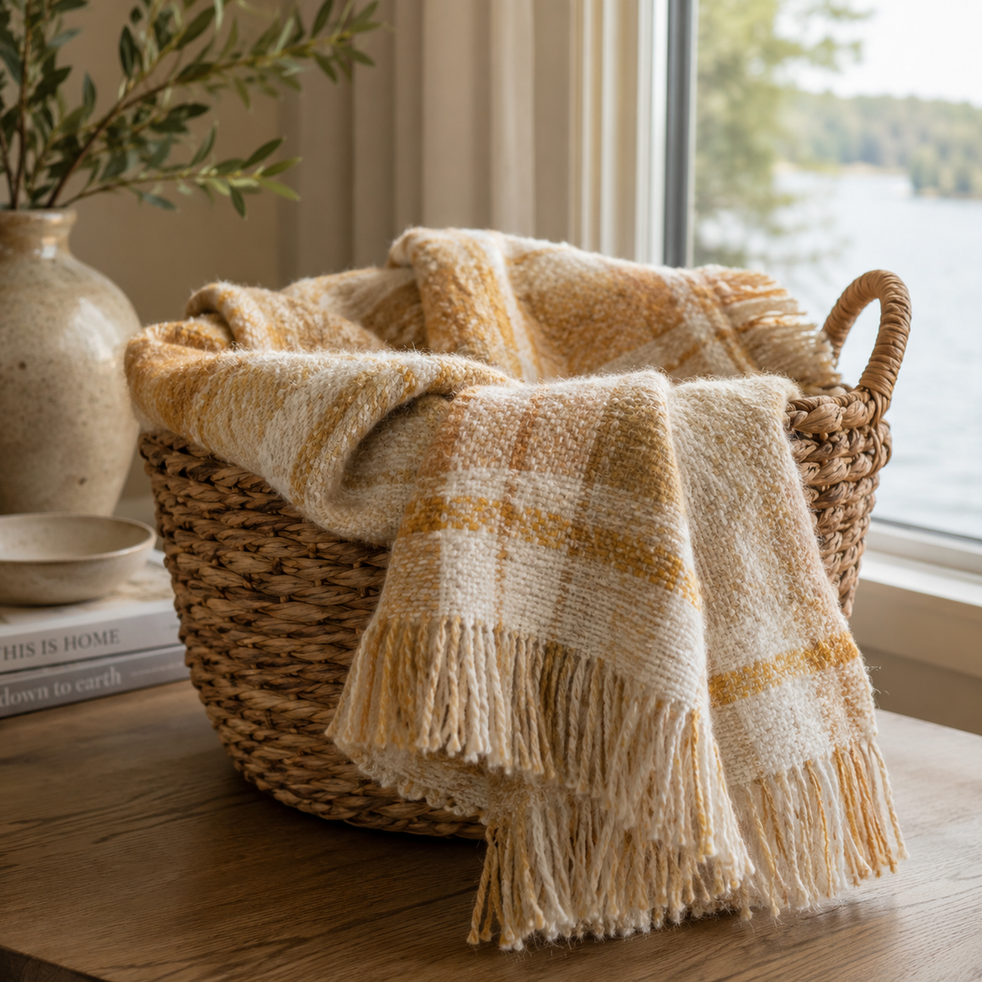 BECK SUPERSOFT GOLD/CREAM WOVEN THROW