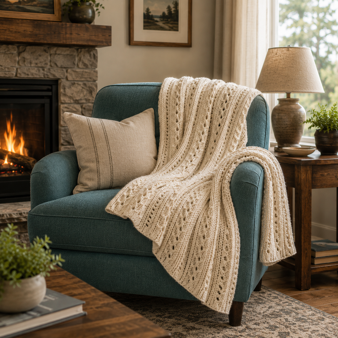 DALIDA CREAM KNIT THROW