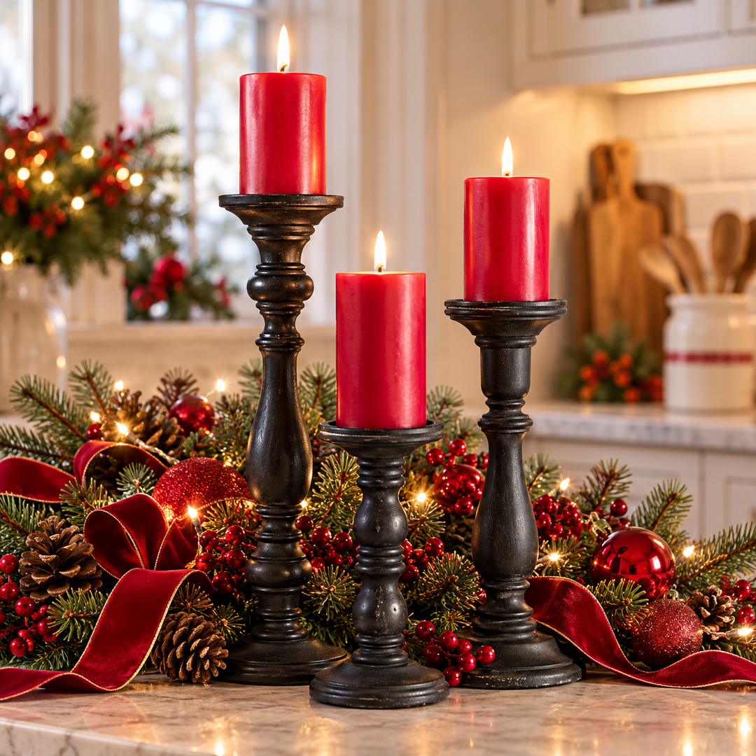 LUXLITE LED RED PILLAR CANDLE-6"