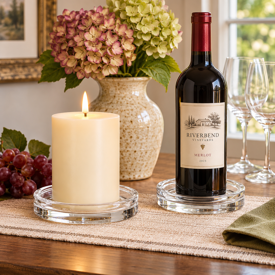 CLEAR GLASS CANDLE OR WINE BOTTLE BASE