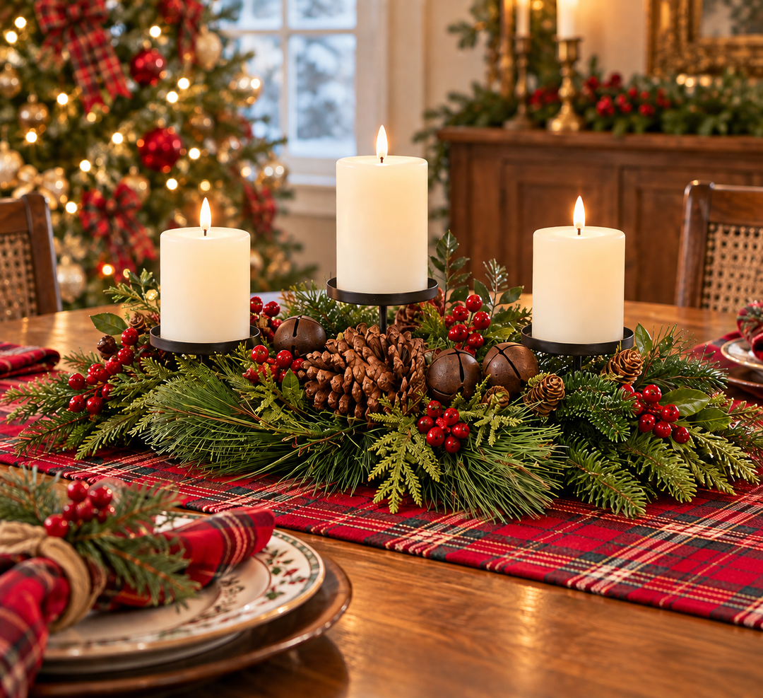 BOUGH &amp; BELL CANDLE HOLDER