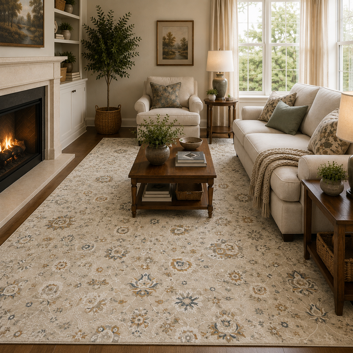 BELLA 6600 TEXTURED FRIEZE FLORAL AREA RUG