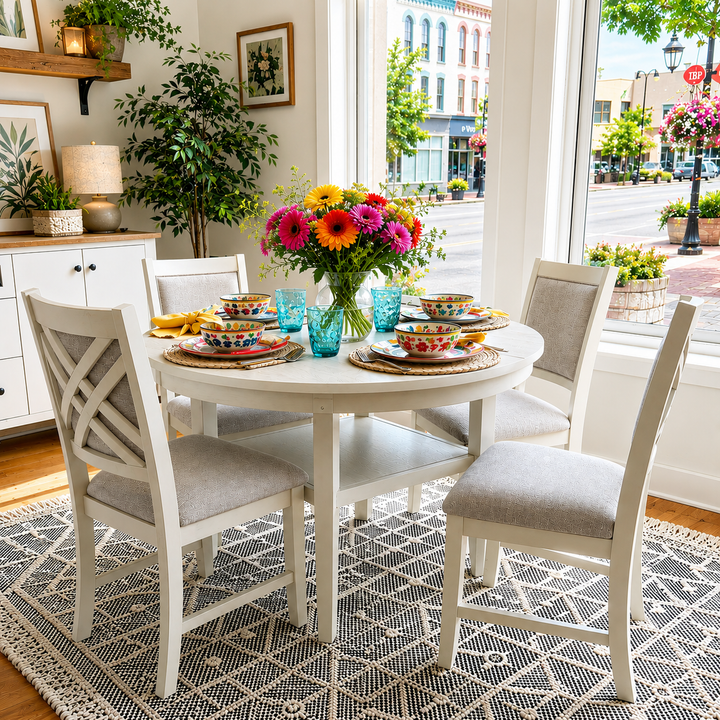 SAMUEL 5 PC DINING SET IN WHITEWASH