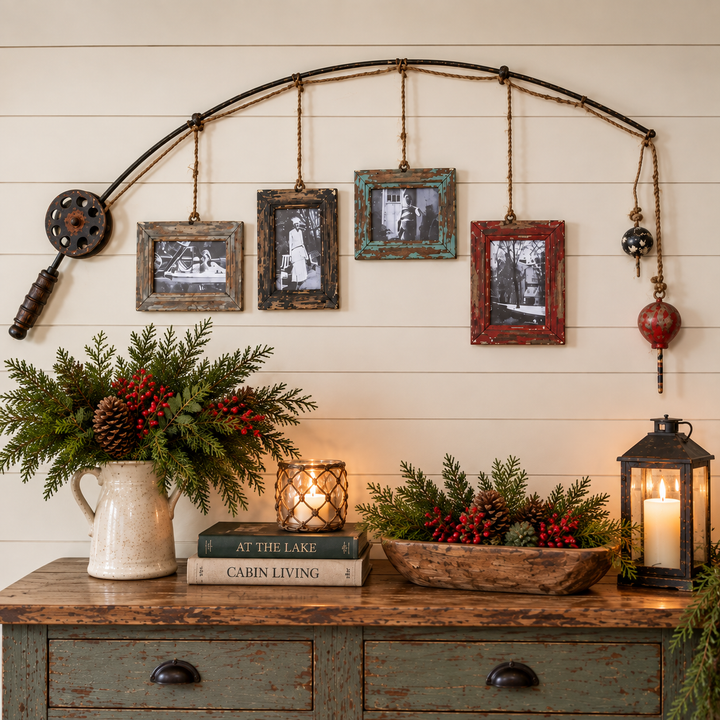 RUSTIC FISHING ROD /4 FRAME