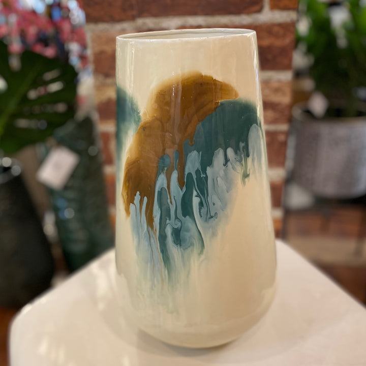 COLOUR STAIN WASHED METAL VASE