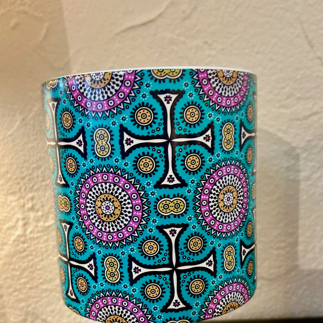 FAUX PALM IN DECORATIVE CERAMIC POT