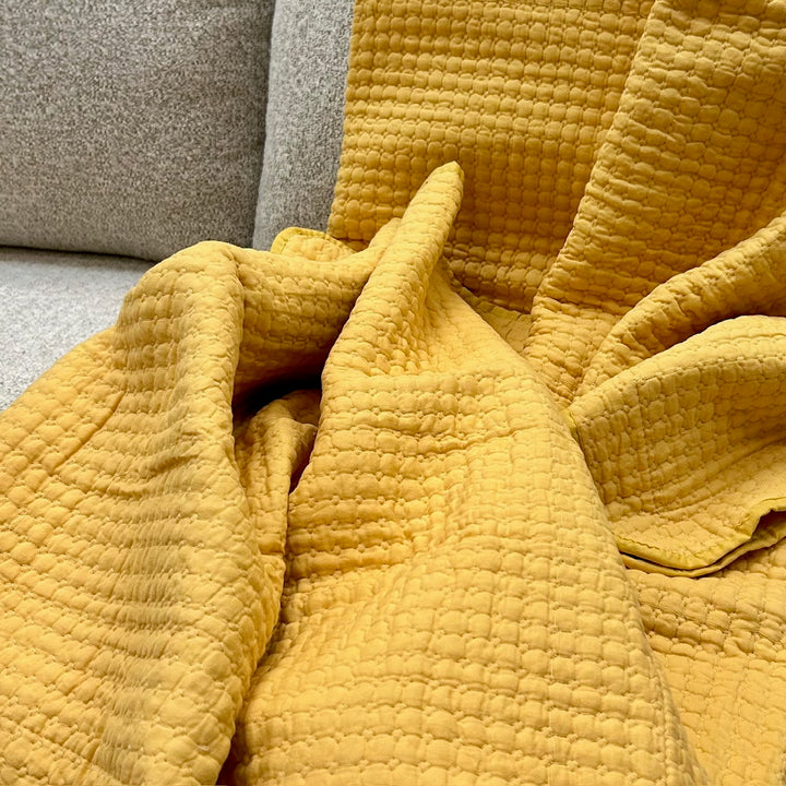 WAFFLE YELLOW QUEEN QUILT SET OF 3
