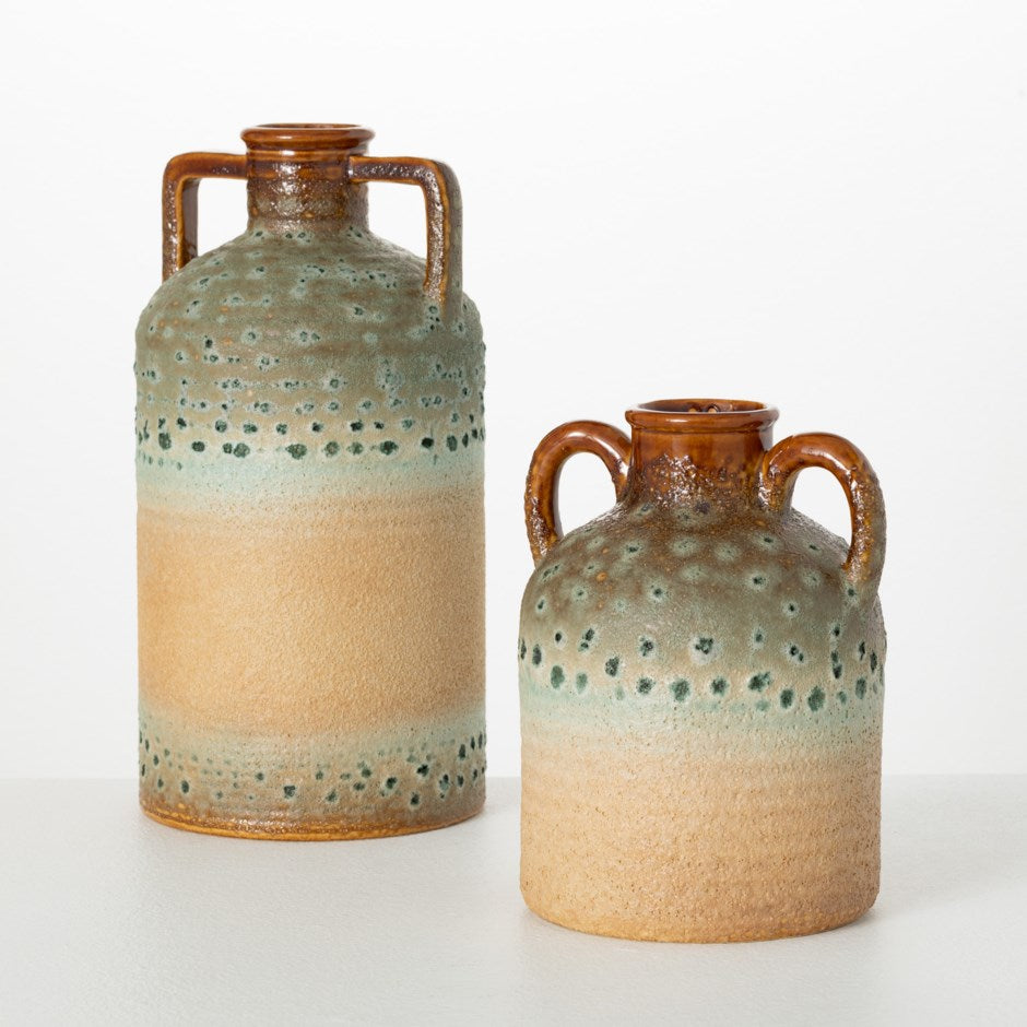 TEXTURED VASE/ HANDLES-