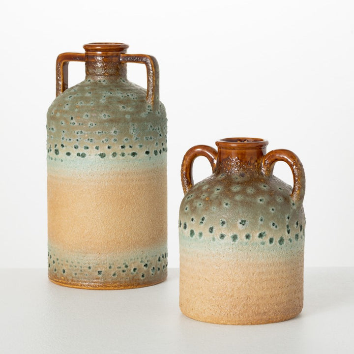 TEXTURED VASE/ HANDLES-