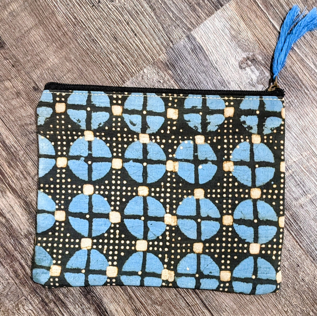 JEWELRY POUCH - LT BLUE /NAVY AND WHITE