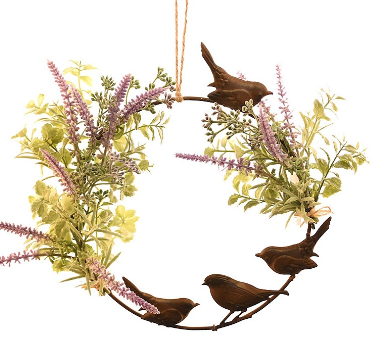 LAVENDER 4 BIRDS ON WREATH