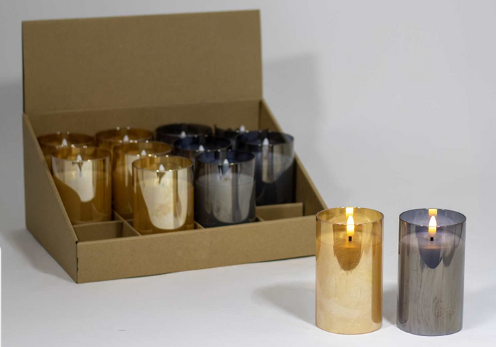 AMBER OR SMOKE GLASS LED CANDLE