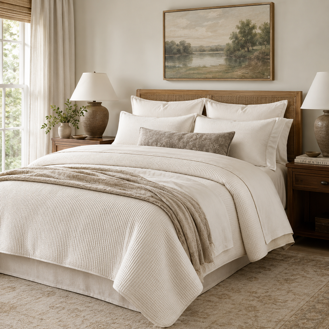 ATELIER CREAM QUEEN QUILT SET-3 PIECE