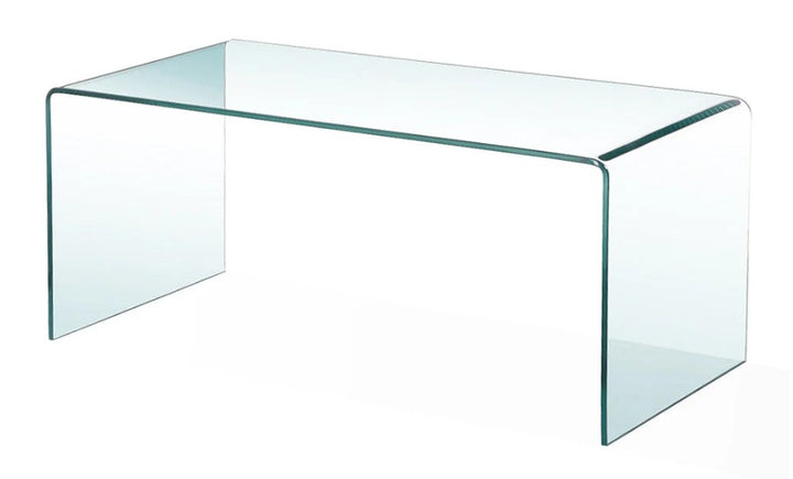 CLEAR BENT GLASS CONDO COFFEE TABLE