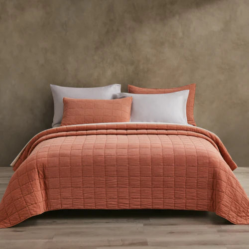 QUEEN COVERLET SET SQUARE-CEDAR