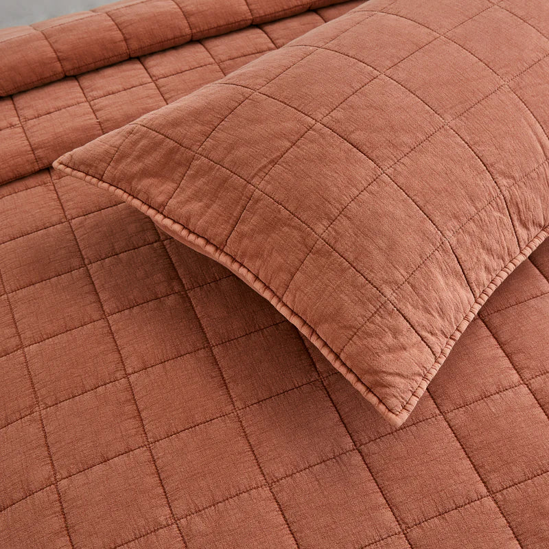 QUEEN COVERLET SET SQUARE-CEDAR