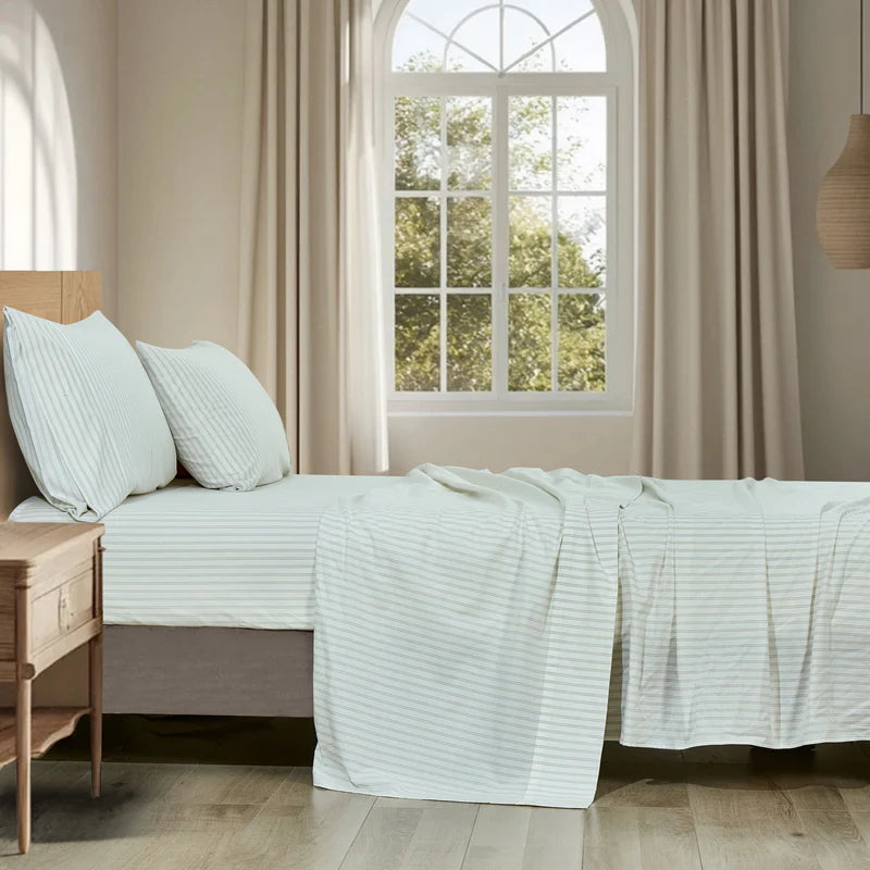 PIN STRIPED SHEET SET- QUEEN- VALE GREEN