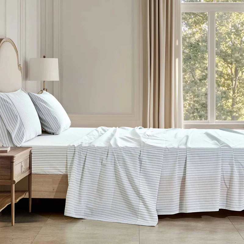 PIN STRIPED QUEEN SHEET SET- VALE SHADOW