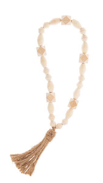WOODEN MULTI ANGLED BEAD LOOP & TASSEL