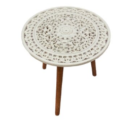 FUT324 ANTIQUE WHITE CARVED TABLE - Kate & Co. Home