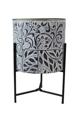 HD414S SMALL GREY METAL POT /STAND - Kate & Co. Home