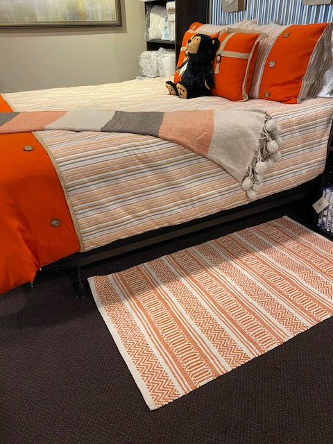 GEOMETRIC PATTERN COTTON RUG- ORANGE - Kate & Co. Home