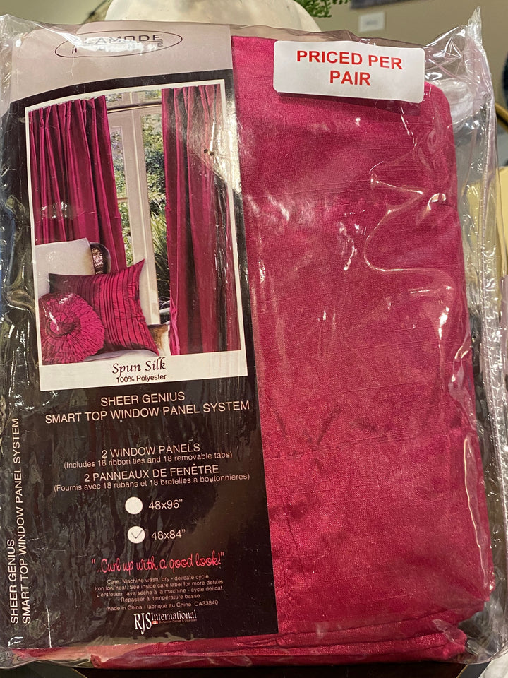 SPUN SILK LINED DRAPERY PANEL (2) FUCHSIA - Kate & Co. Home