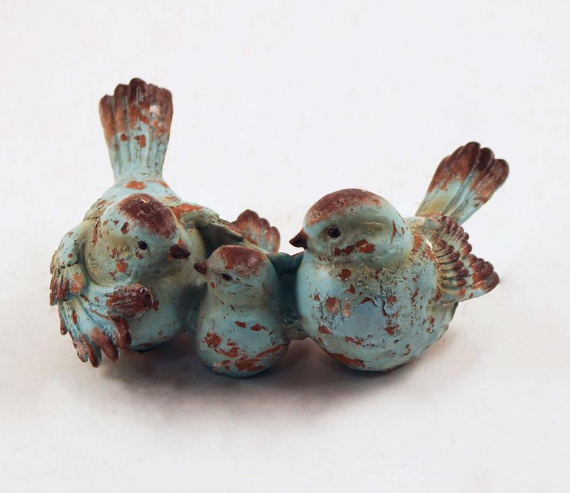 QZ883 BLUE RESIN BIRD FAMILY - Kate & Co. Home