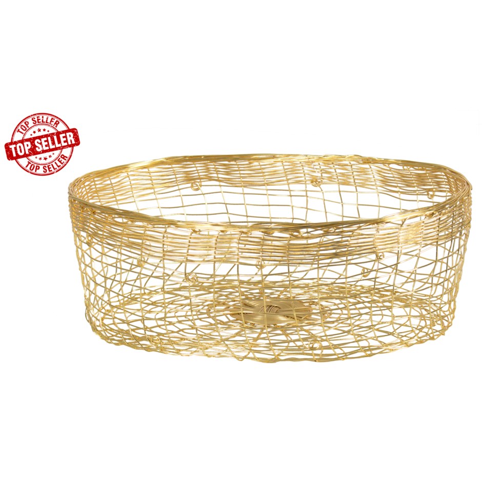 R98561 GOLD BASKET OVAL 8X9 - Kate & Co. Home