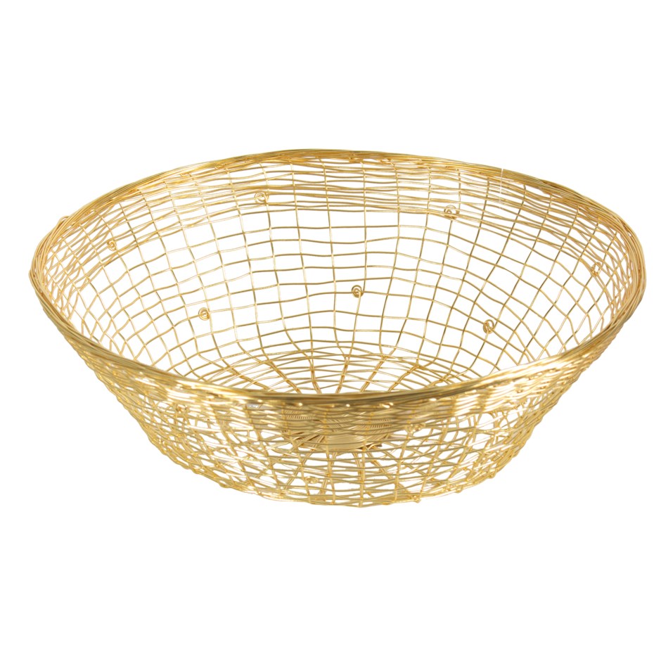 R98562 BASKET ROUND GOLD 10" - Kate & Co. Home