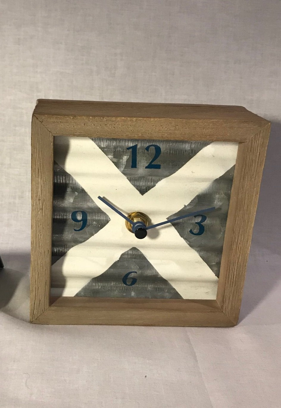 GALVANIZED TABLE CLOCK X MARKS THE SPOT - Kate & Co. Home